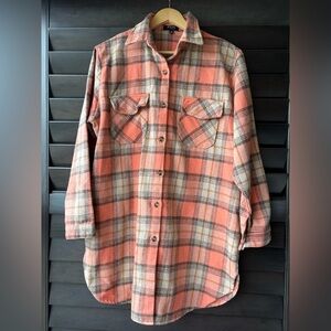 Julia by love J Women's XL Shacket Orange Tan Plaid hand pockets